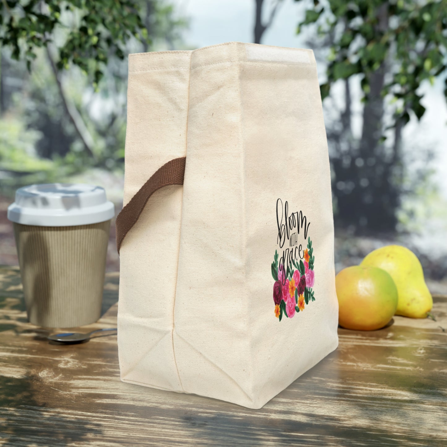 Bloom With Grace Canvas Lunch Bag